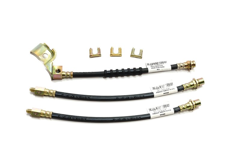 Ford Mustang Rubber Brake Hose Front Disc 3 Pc. - Includes Brackets- 1970
