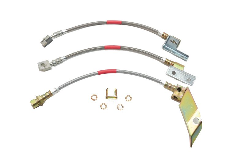 Ford Mustang StopFlex Brake Hose Kit Front Disc / Rear Drum 3 Pc. - 28 Spline Rear Axle 3/8-24 fitti
