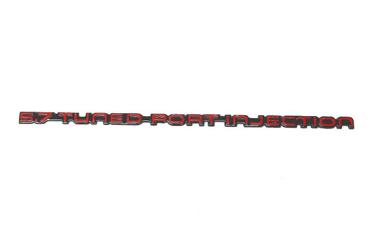 10096315 5.7 Tuned Port Injection Rear Bumper Emblem, 1982-1992 Chevy Camaro, Red
