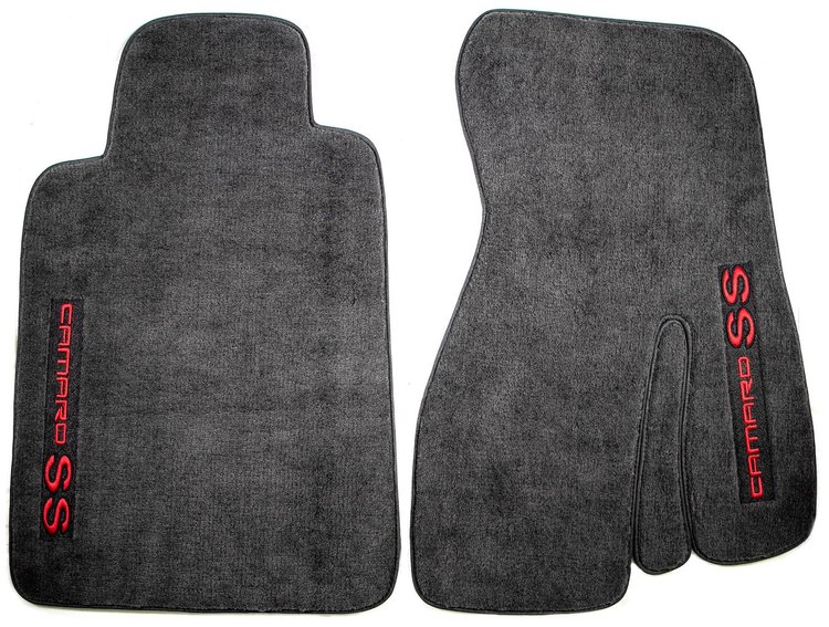 10446 Front Carpet Floor Mats, 1993-2002 Chevy Camaro, Ebony / CAMARO SS Logos