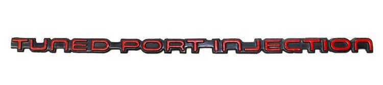 14085668 Tuned Port Injection Rear Bumper Emblem, 1982-1992 Chevy Camaro, Red