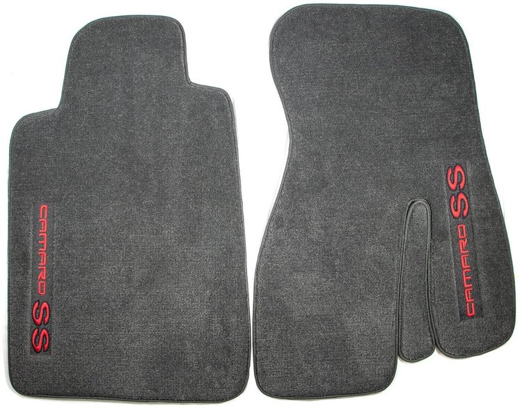40195 Front Carpet Floor Mats, 1993-2002 Chevy Camaro, Graphite / CAMARO SS Logos