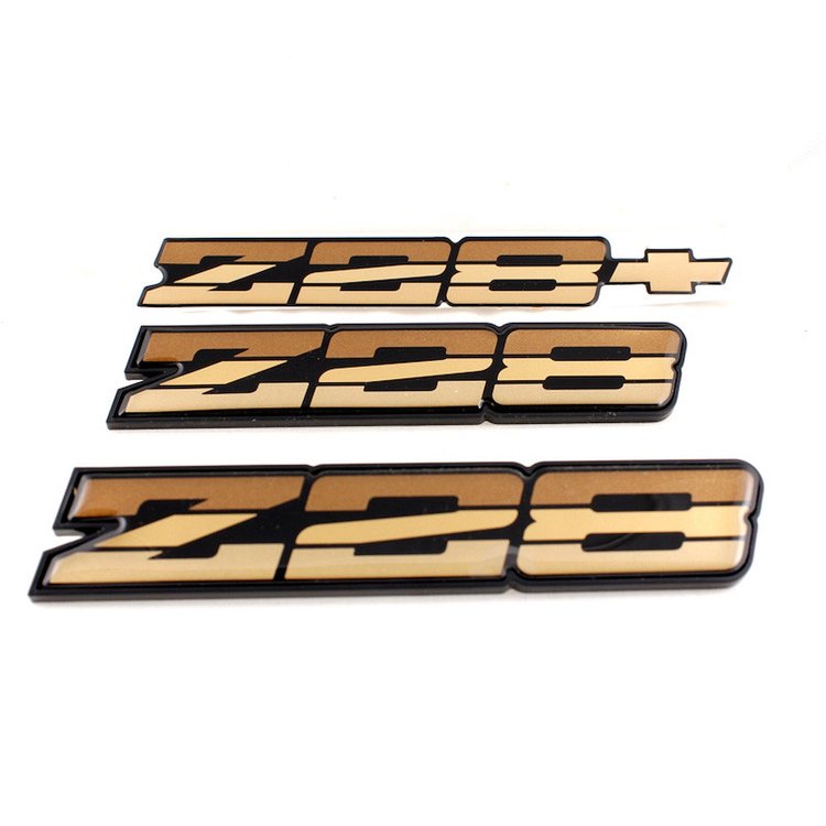 AUSZ28GOLD Z28 Emblem Set, 1982-1987 Chevy Camaro, Tri-Color Gold