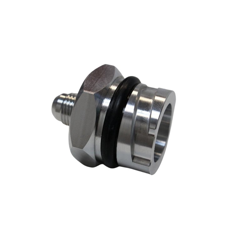 CBW-027-6 Valve Cover Oil Cap Adapter w/-6 AN Fitting, GM LS, Billet Aluminum
