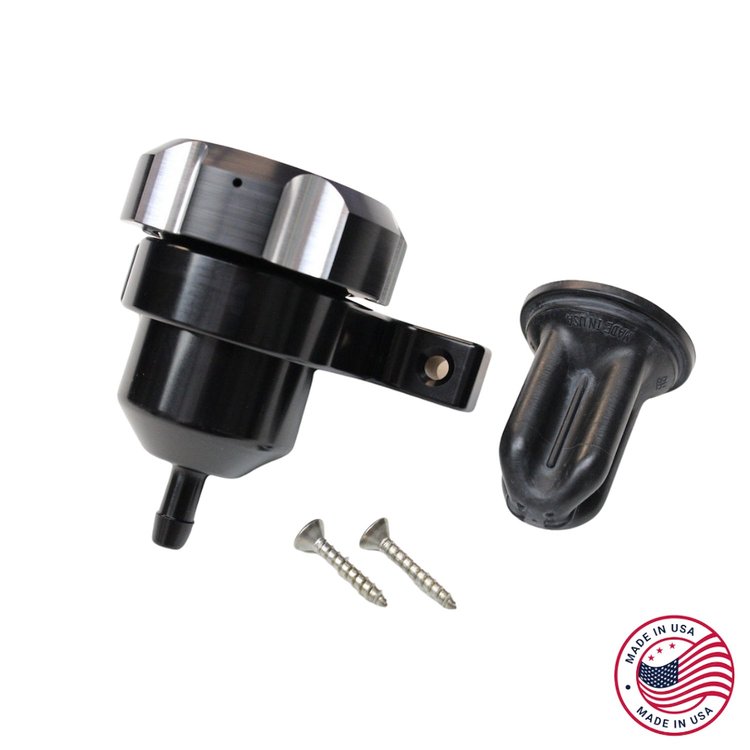 CBW-051B Universal Clutch Reservoir w/Bracket & Cap, Universal, Billet Aluminum, Black