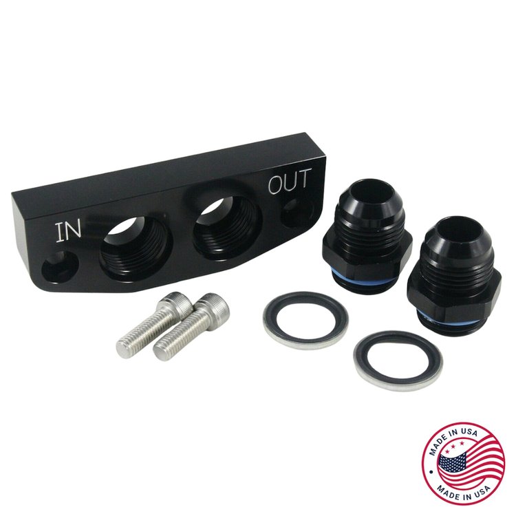 CBW-087-12 -12AN Dry Sump Oil Pan Adapter Plate w/Fittings, 2006-19 Chevy Corvette Z06/ZR1 LS3/LS7/LS9/LT4/LT5, Billet Aluminum