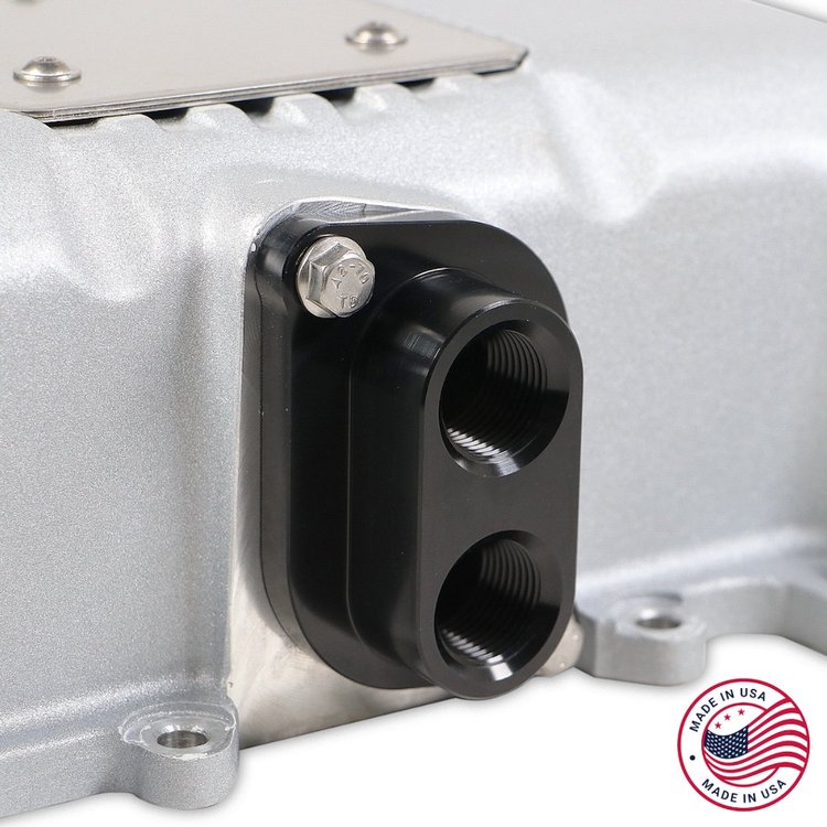 CBW-130B Supercharger -10AN Water Manifold Adapter, GM LSA/Cadillac CTS-V, Billet Aluminum, Black