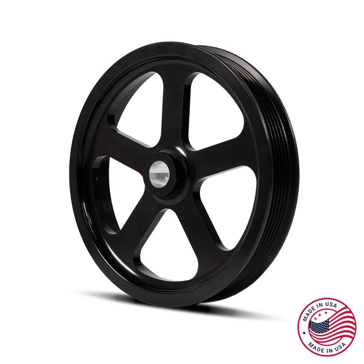 CBW-134B Steering Pulley, 2005-2013 Chevy Corvette, Billet Aluminum, Black
