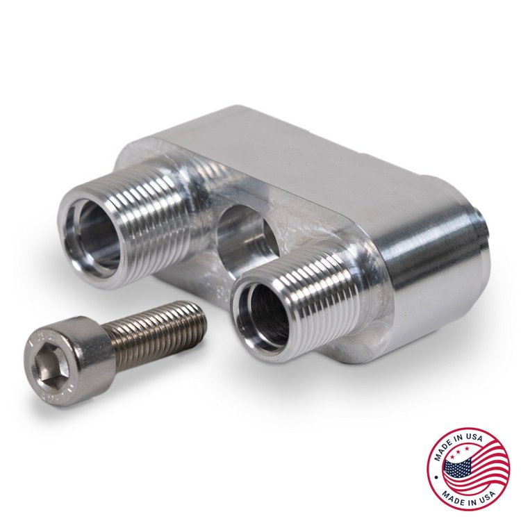 CBW-140S R4 A/C Compressor Adapter Fitting, GM, Straight, Billet Aluminum
