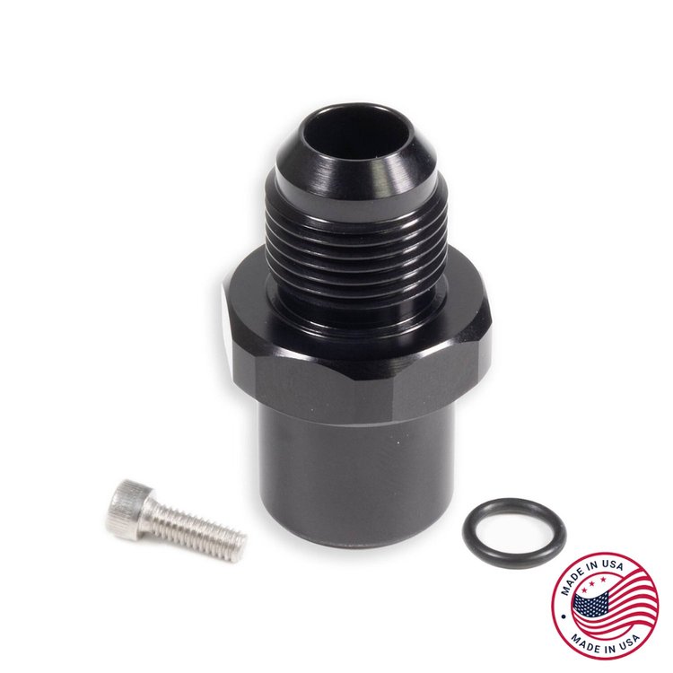 CBW-144B Valve Cover Breather Adapter -10AN, GM LSA, Straight, Billet Aluminum, Black