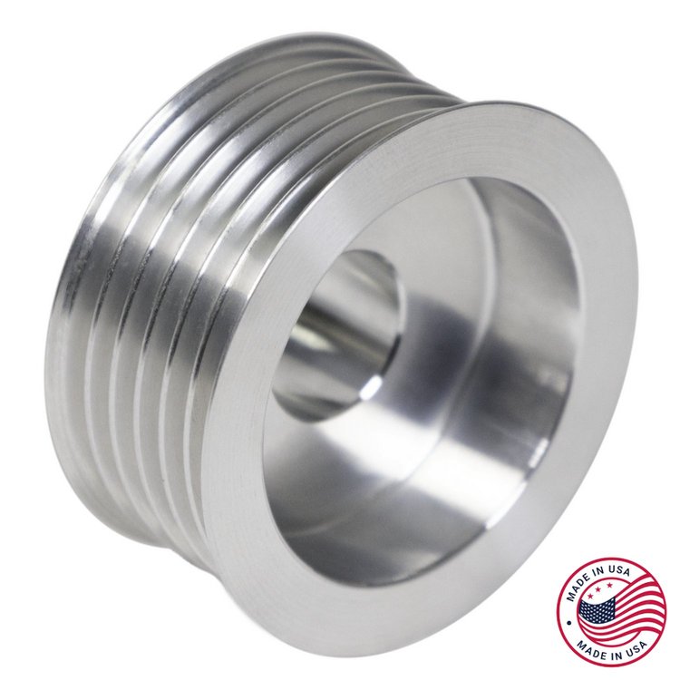 CBW-161B 0.1 Underdrive Alternator Pulley, GM LS, 6-Rib, Billet Aluminum, Black