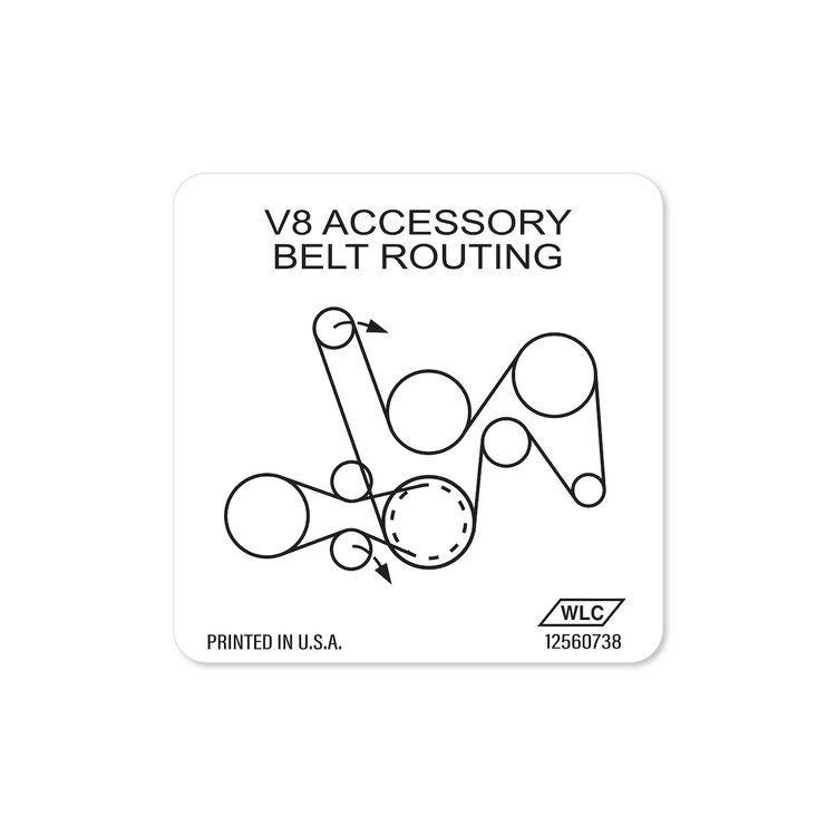 HM12560738 Accessory Drive/Belt Routing Decal, 1999-2002 Chevy Camaro/Pontiac Firebird, V8/LS1