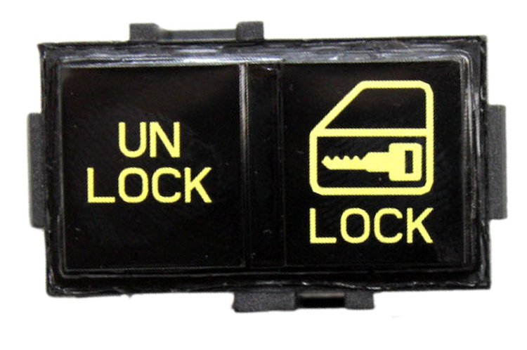 HT10098790 Power Lock Switch, 1990-1992 Chevy Camaro, Passenger/RH, Yellow Font