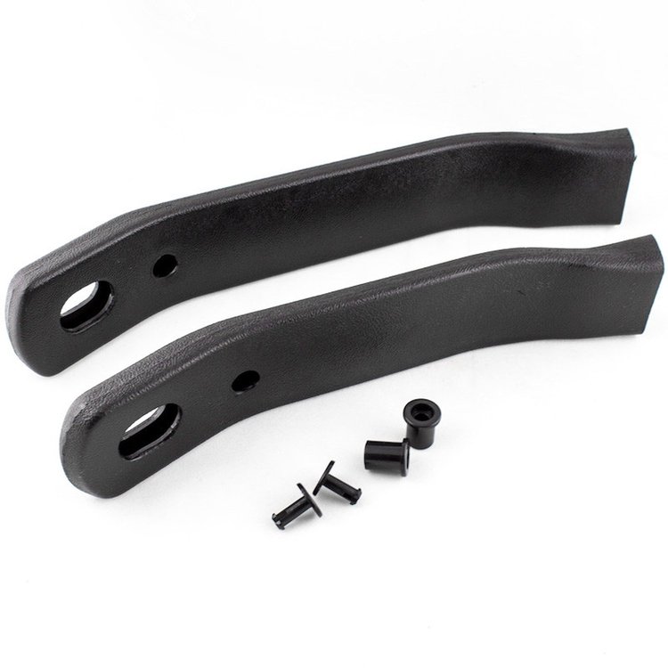 HT12504428 / HT12504429 Seat Belt Receiver Sleeves, 1982-1992 Chevy Camaro/Pontiac Firebird, Pair, Black