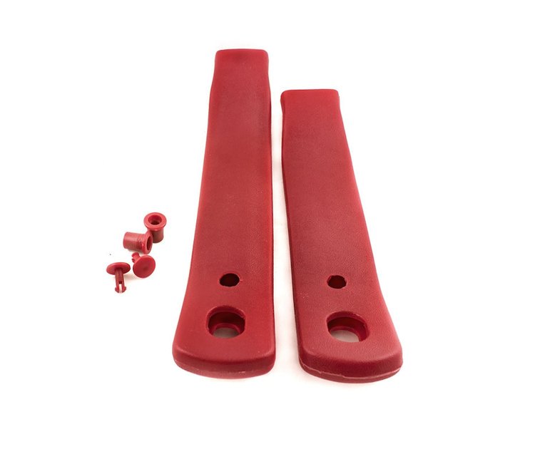 HT12504432/HT12504433 Seat Belt Receiver Sleeves, 1982-1992 Chevy Camaro/Pontiac Firebird, Pair, Red