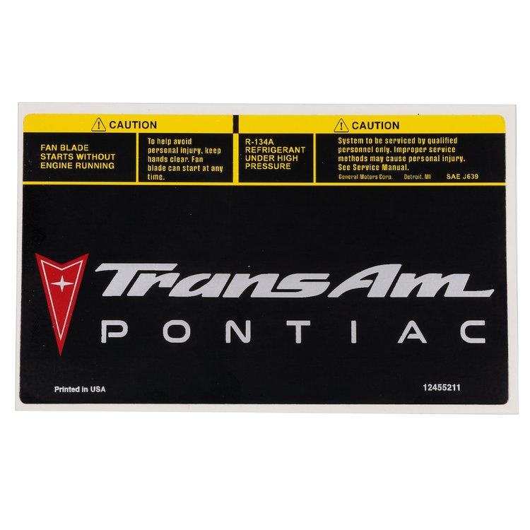 HM12455211-TA Air Lid Decal, 1998-2002 Pontiac Firebird/Trans AM, Firebird/Trans Am/WS6, Trans Am Logo