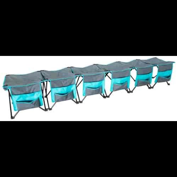 Folding Bench Seats 6 People [Gray and Teal]