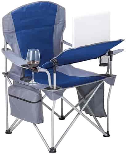 Folding I-Chair with Wineglass Holder [Blue and Gray]