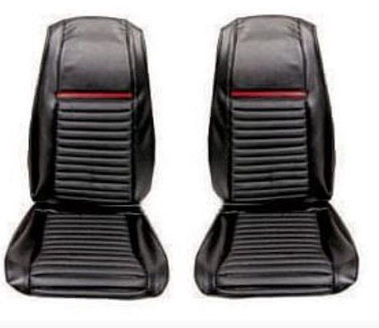 69-M-BUCK-BK-RD Mach 1 Front Bucket Seat Upholstery (Black/Red)