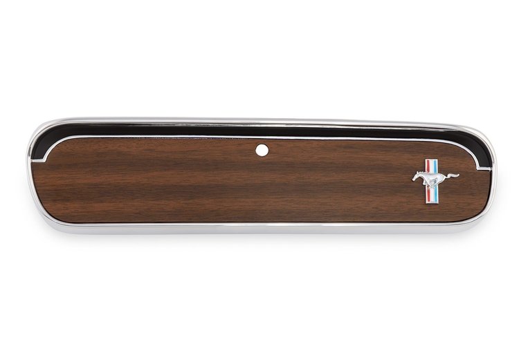 C5ZZ-6506024-C Glove Box Door Metal Backed Woodgrain with Running Horse Emblem