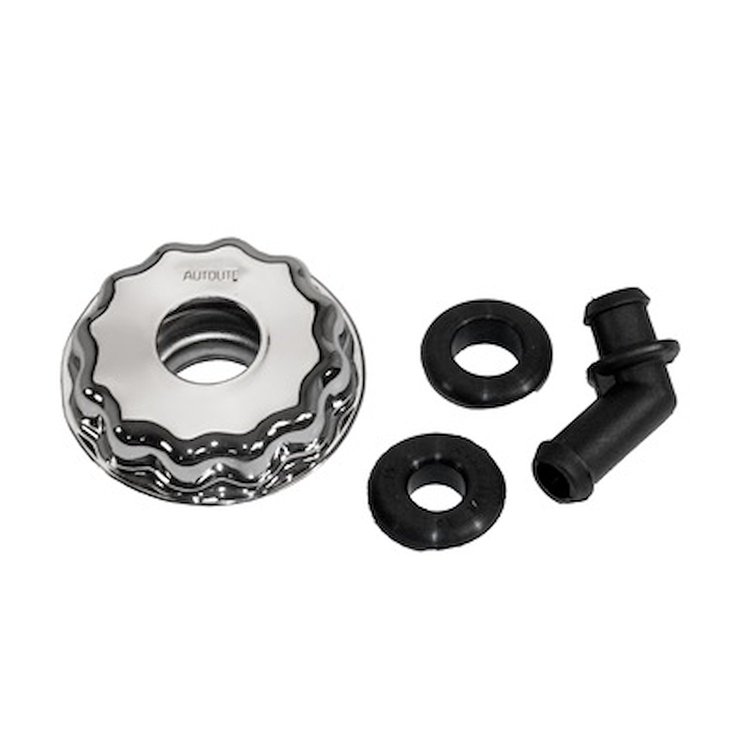 Chrome Twist-On Oil Filler Cap w/ PCV Elbow for 1968-1973 Ford Mustang [Chrome Steel]