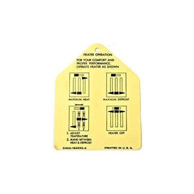 HEATER INSTRUCTION TAG