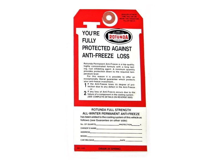 ROTUNDA ANTIFREEZE TAG