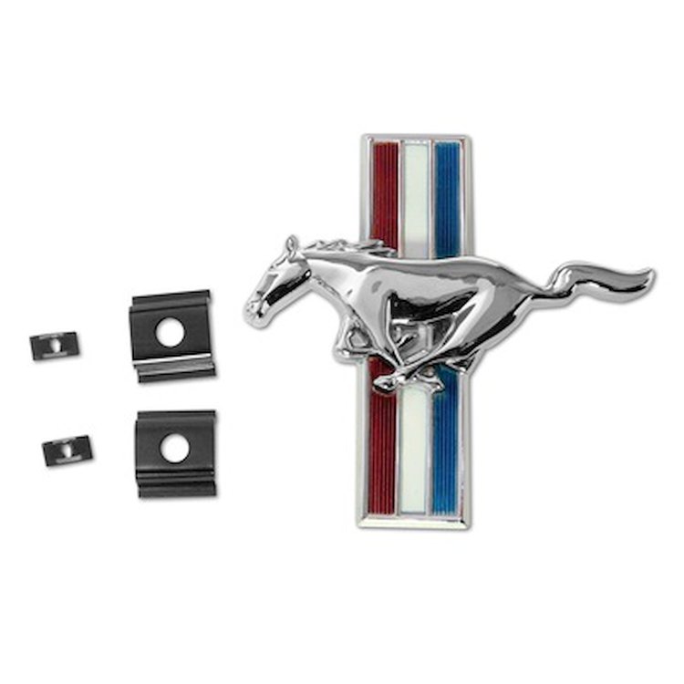 Officially-Licensed Ford Grille Emblem for 1966 Ford Shelby GT350 Mustang Concours [Tri-Bar Running Pony Logo] Chrome