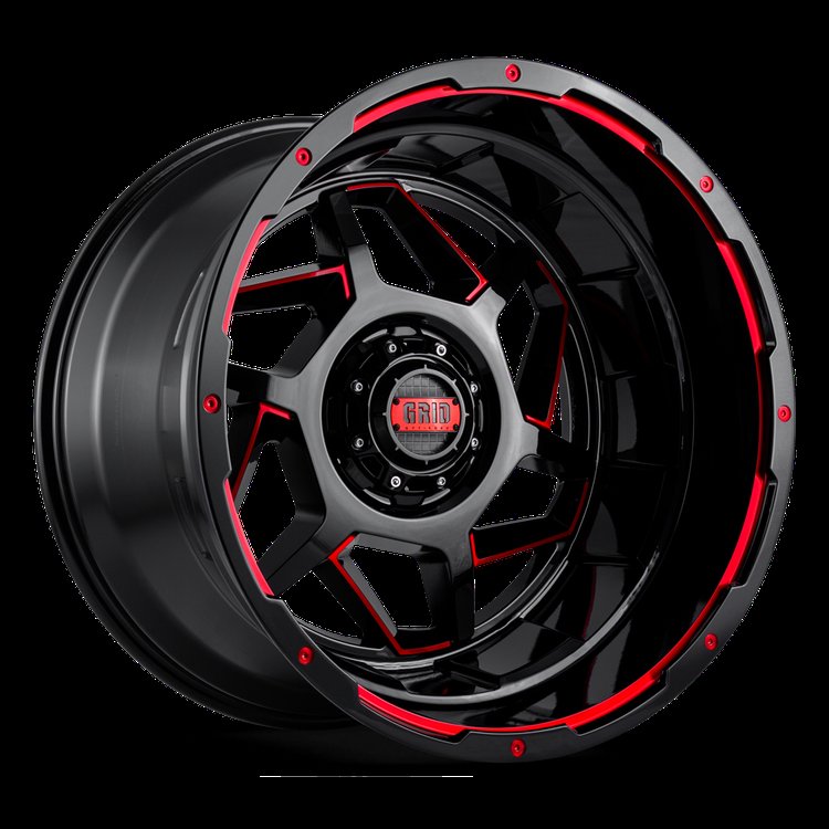 GD14-Series Wheel, Size: 20 x 9 in., Bolt Pattern: 5 x 150 mm, Offset: 15 mm [Gloss Black/Red]