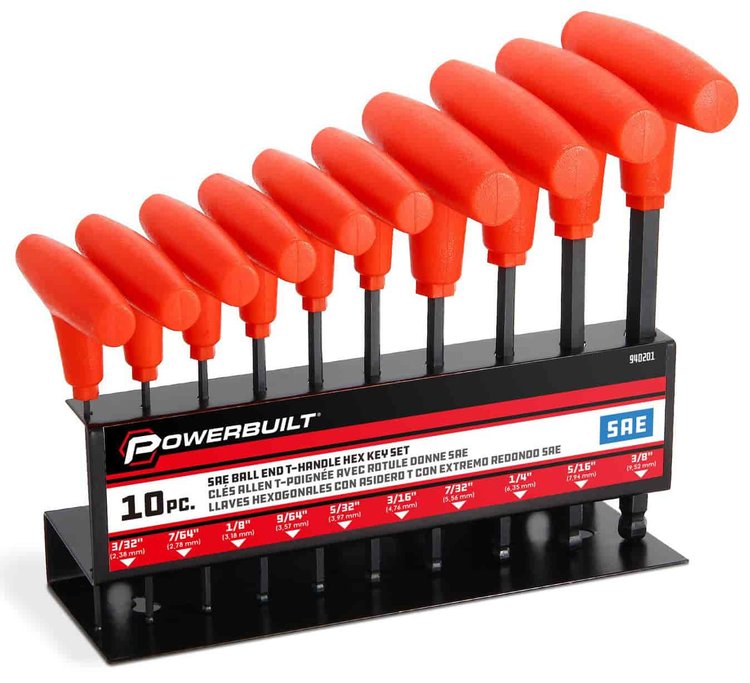 10-Piece SAE T-Handle Hex Key Wrench Set
