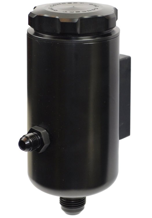 A1600AB Power Steering Reservoir Remote, Single -6AN Return Fitting [Black Anodized]