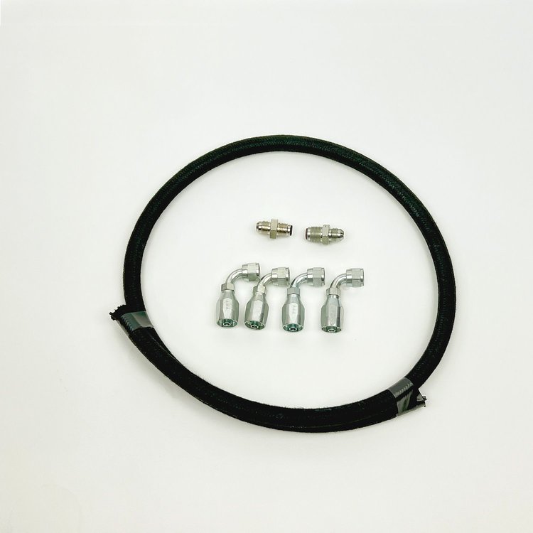 HK010 Power Steering Hose Kit, Ford Rack to -6AN Reservoir [Black AQP]