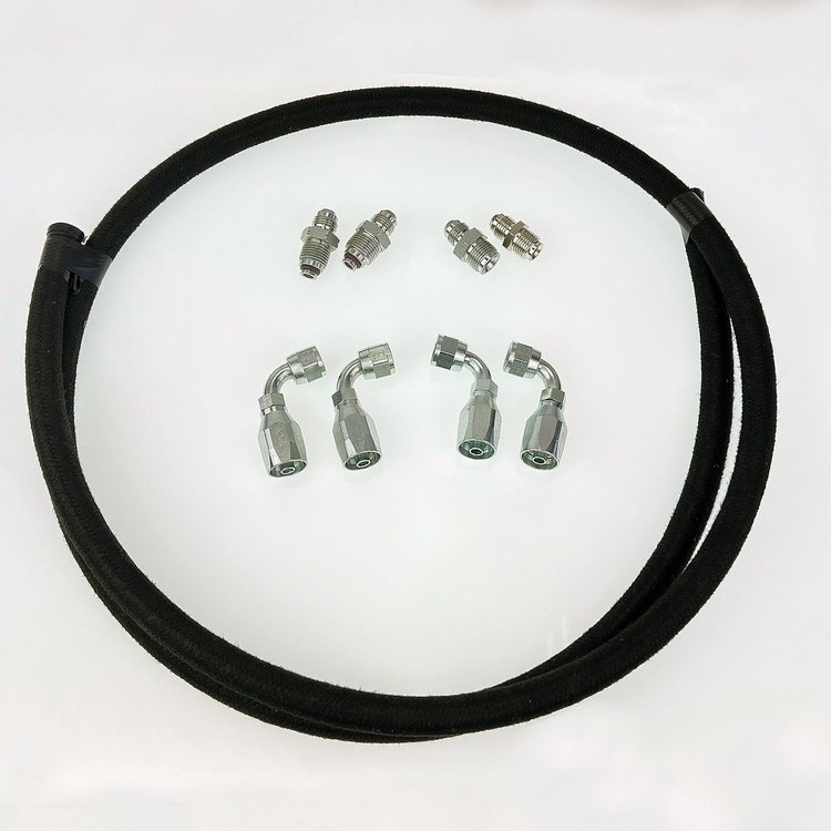 HK020 Power Steering Hose Kit, GM Steering Box (early/late) to -6AN Reservoir [Black AQP]
