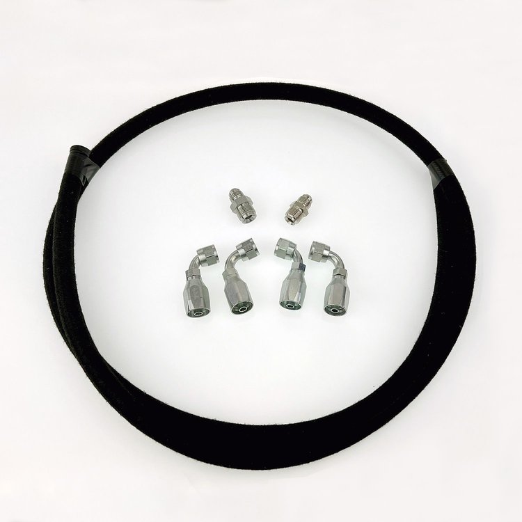 HK021 Power Steering Hose Kit, GM Steering Box (early) to -6AN Reservoir [Black AQP]