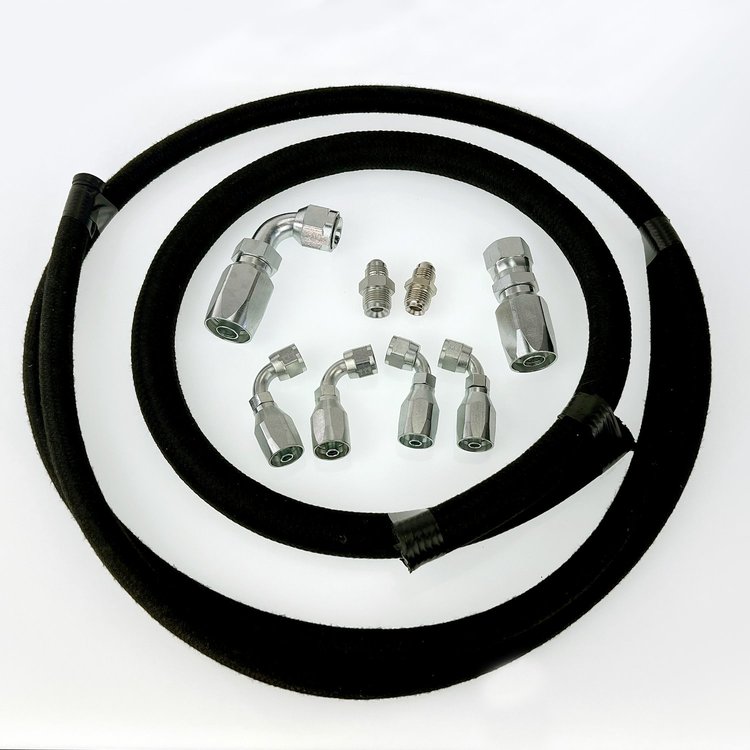 HK026 Power Steering Hose Kit, GM Steering Box (early) to Remote Reservoir [Black AQP]
