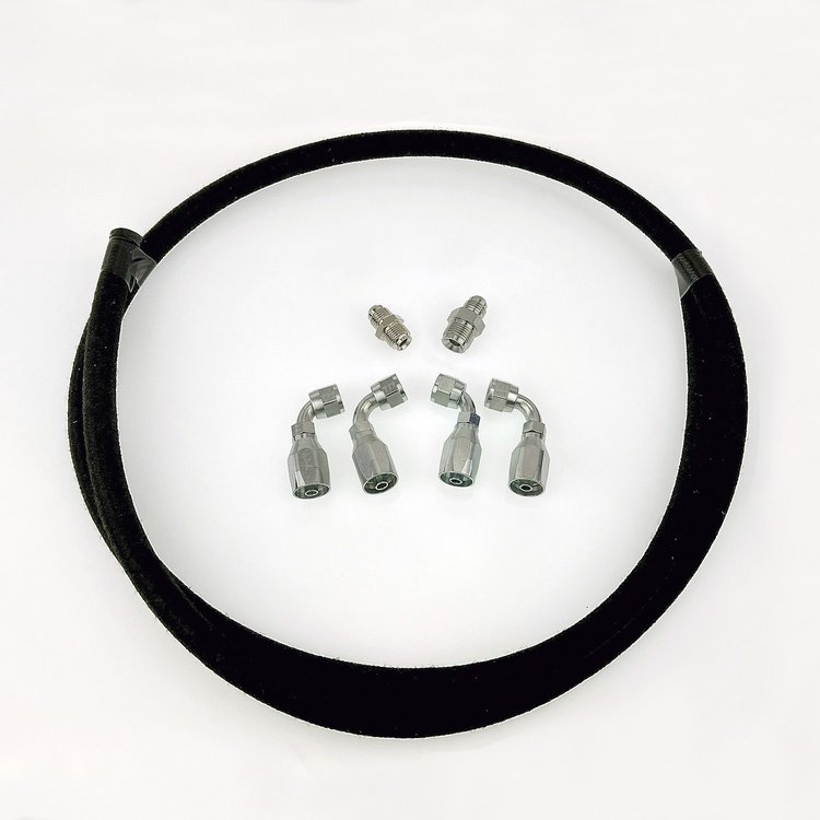 HK031 Power Steering Hose Kit, Ford Steering Box to -6AN Reservoir [Black AQP]