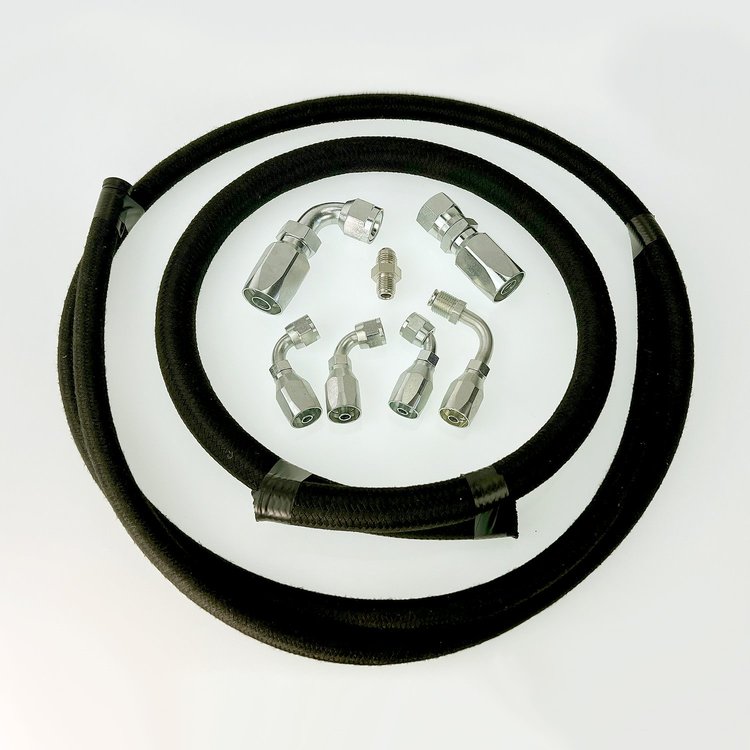 HK045 Power Steering Hose Kit, 63-82 Corvette AStainless Steelist to Remote Reservoir [Black AQP]