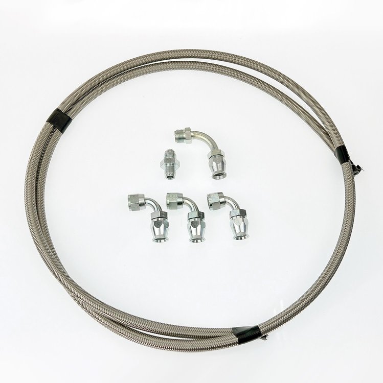 HK240 Power Steering Braided Hose Kit, 63-82 Corvette AStainless Steelist to -6AN Reservoir [Stainless]