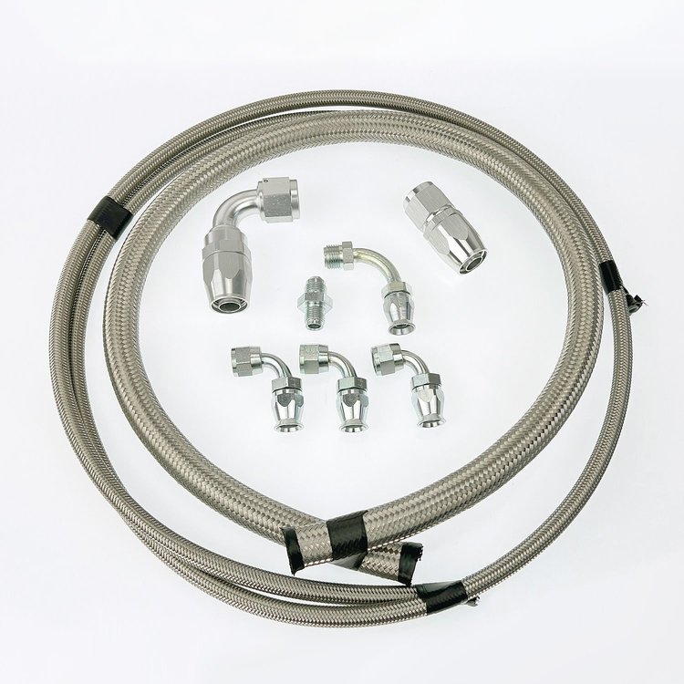 HK245 Power Steering Braided Hose Kit, 63-82 Corvette AStainless Steelist to Remote Reservoir [Stainless]