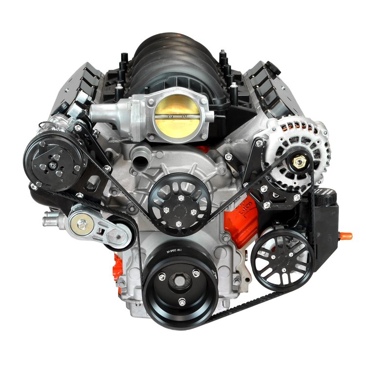 LSV02AB Victory-Series Pulley Kit for GM LS, w/ Alternator/AC [Black Anodized]