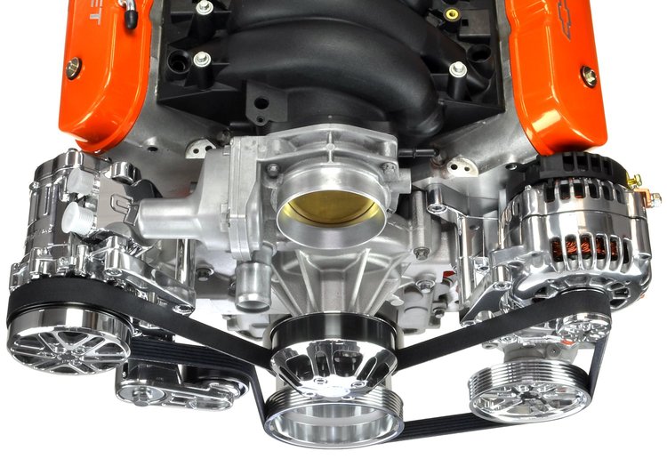 LSV81M Victory HD-Series 8-Rib Pulley Kit for Chevy LS, w/ Alternator/AC/Power Steering [Machined]