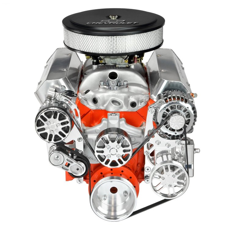 SCV01M Victory-Series Pulley Kit for Small Block Chevy, w/ Alternator/AC/Power Steering [Machined]