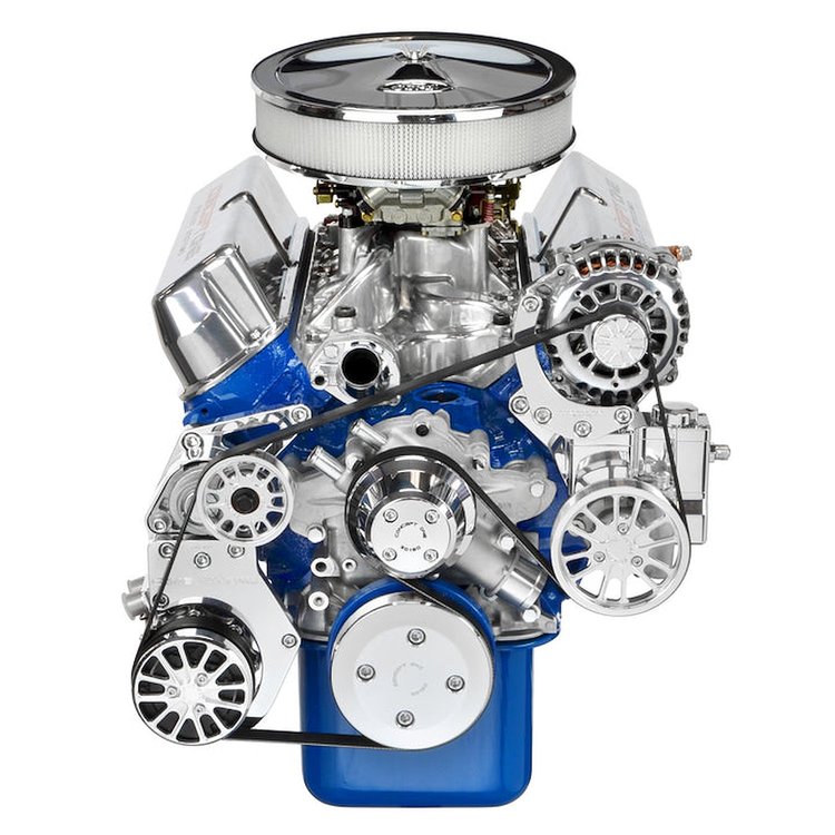 SFL51M Pulley Kit for Small Block Ford 351W, w/ Alternator/AC/Power Steering, Long Water Pump [Machined]
