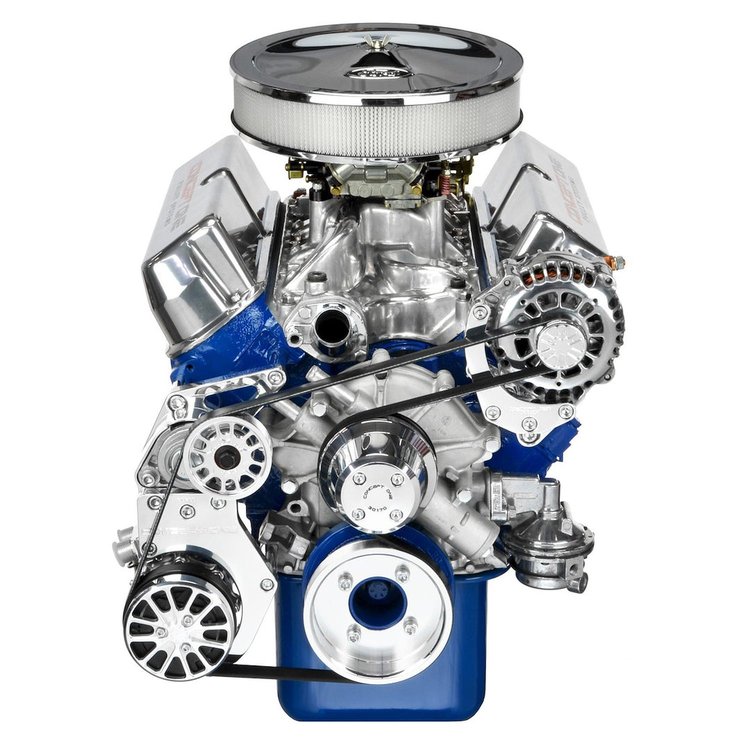 SFL52M Pulley Kit for Small Block Ford 351W, w/ Alternator/AC, Long Water Pump [Machined]