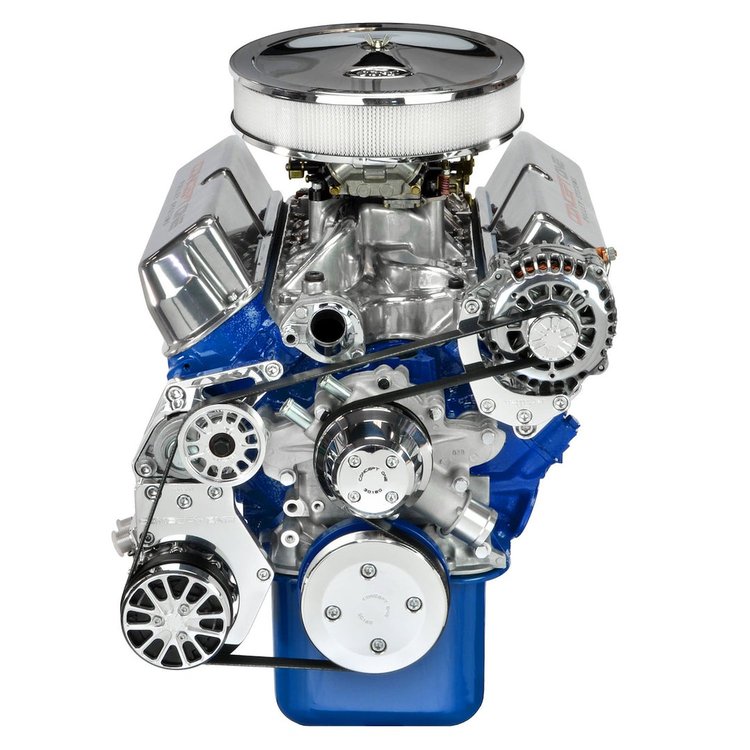 SFM02M Pulley Kit for Small Block Ford 289-302, w/ Alternator/AC, Short Water Pump [Machined]