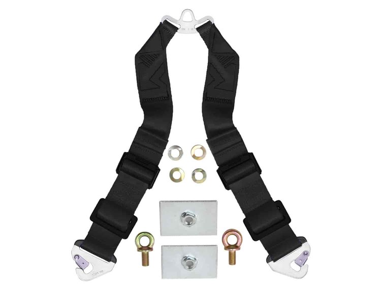 Schroth T-Bar Snap-on 6-Point Sub w/Adjusters / Black / 2 Eye BOLTs / 2 Backing Plates / 4 Wavy Washers