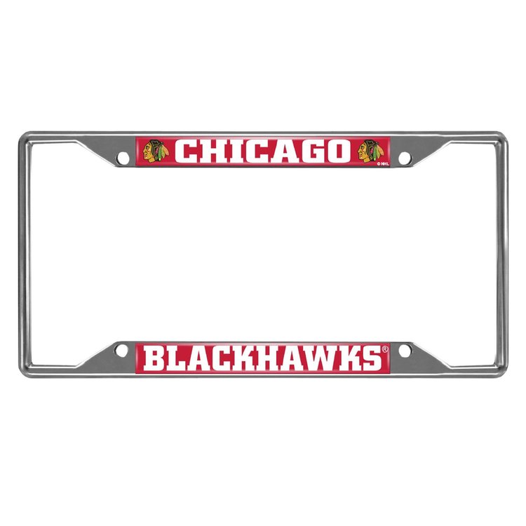 14790 Chrome-Metal License Plate Frame, 6.25 in. x 12.25 in., Chicago Blackhawks