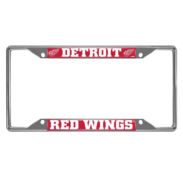 14793 Chrome-Metal License Plate Frame, 6.25 in. x 12.25 in., Detroit Red Wings
