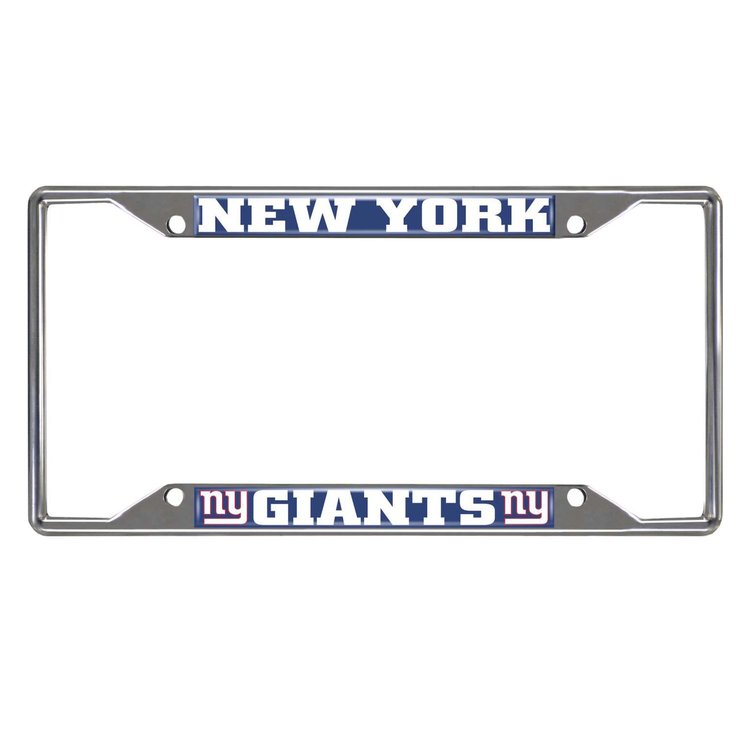 21384 Chrome-Metal License Plate Frame, 6.25 in. x 12.25 in., New York Giants [Dark Blue Logo]