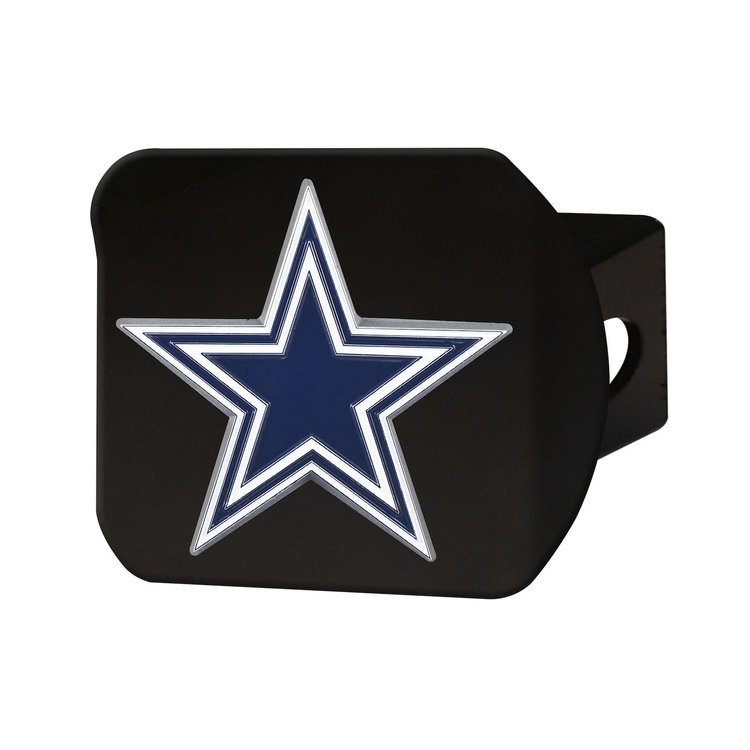 22553 Black-Metal Hitch Cover w/ 3D Color Emblem, Dallas Cowboys [Blue]